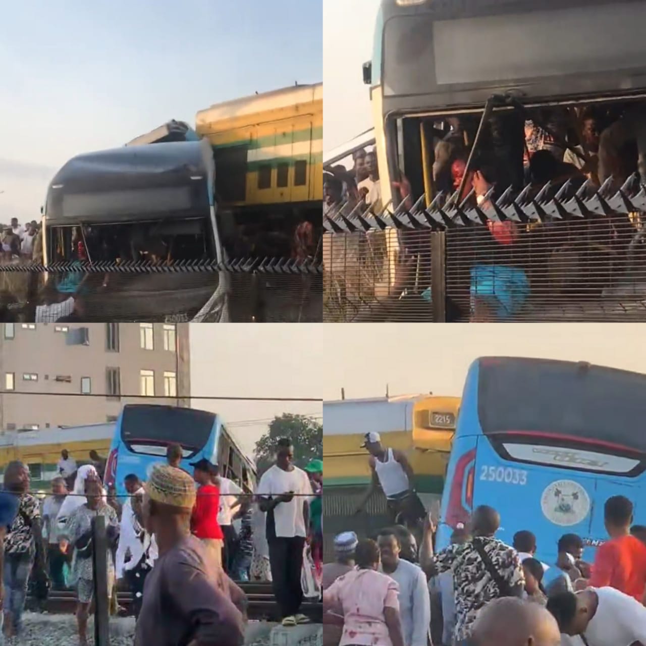 Many Feared Dead And Several Others Injured After A Train Collided With A Lagos State Govt Staff Bus (Photos/videos)