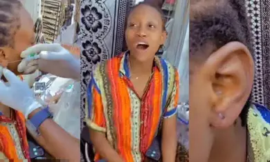 Nigerian man boasts of moment, declares himself first to witness wife’s piercing as she pierces her ear