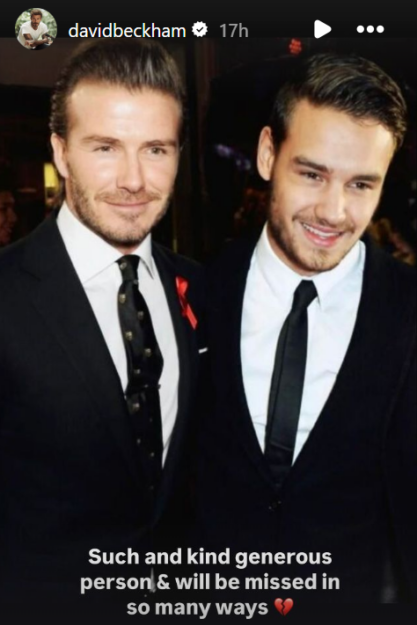 David Beckham's post on Liam Payne's death