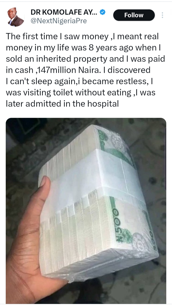 “I was later admitted in the hospital” – Man recounts how he became restless after receiving N147 million cash, story trends 1 IMG 20260218 144339
