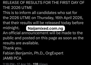 JAMB to release 2026 results for Day 1