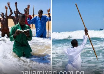 Nigerian Pastor swept away by waves while trying to part the sea like Moses