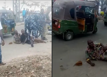 Two men with okada get h!t by keke after snatching a bag from a woman at MCC junction