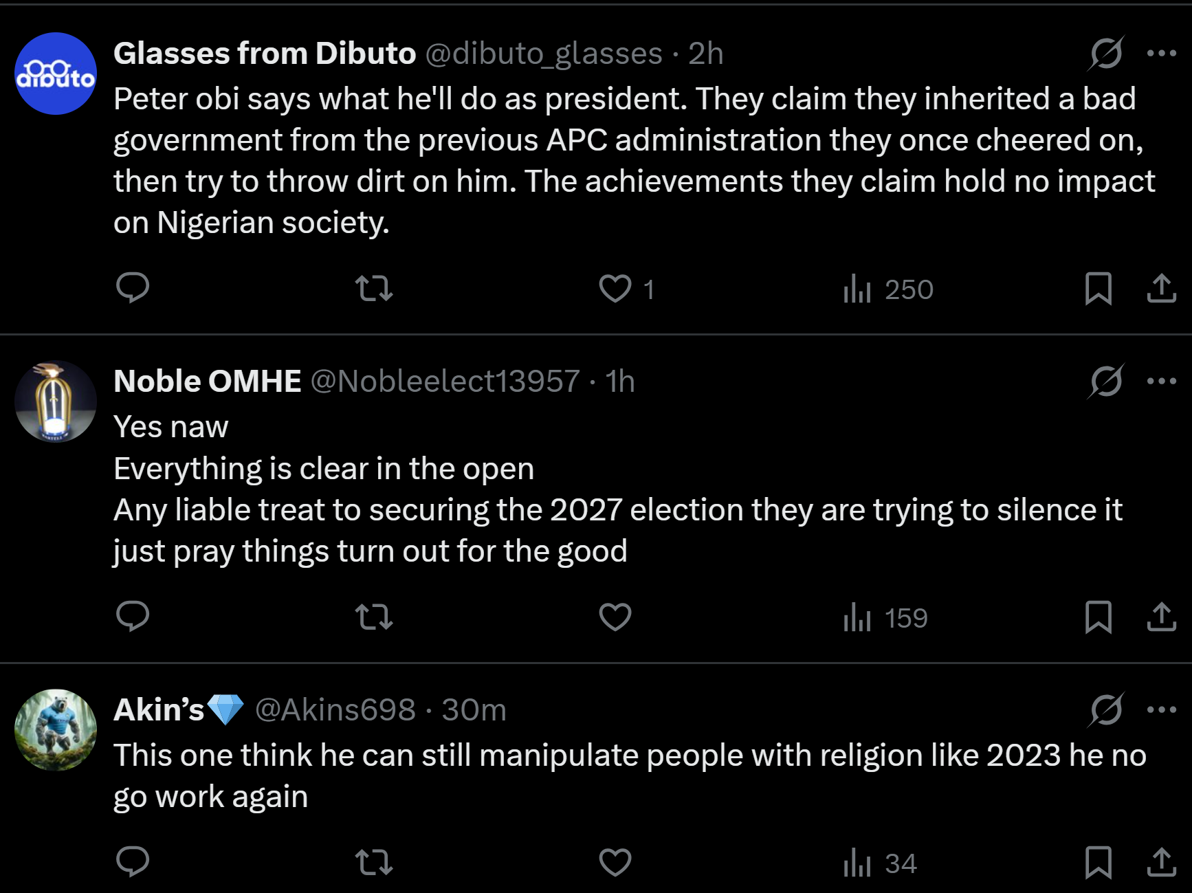 “The Federal Government is doing everything possible to ensure I’m not a candidate for the 2027 election. But .... — Peter Obi 2 reactions