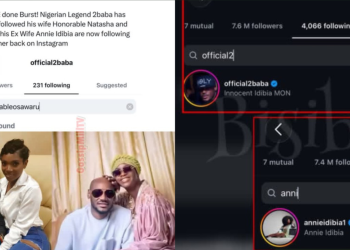 2Baba Unfollows Natasha After Abuja Club Drama, Reportedly Follows Annie Again