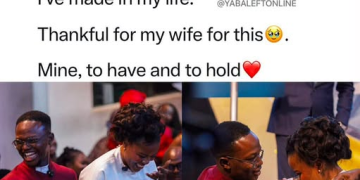 Man Smiles after his wife picked sunday for their wedding