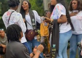 VIDEO: Man’s Public Proposal Rejected at Nigerian University Sign-Out
